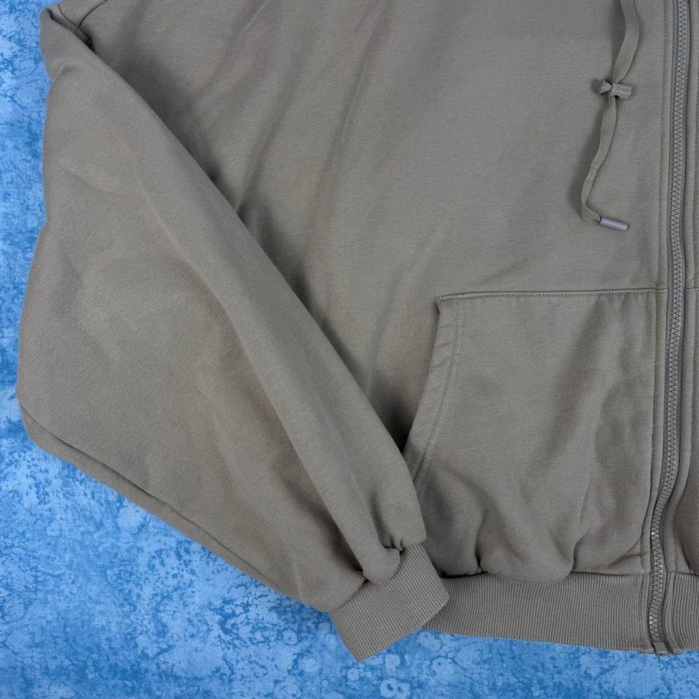 Popflex Hoodie Women's S/M Tan Taupe Full Zip Oversized Cropped Long Sleeve - Picture 3 of 11
